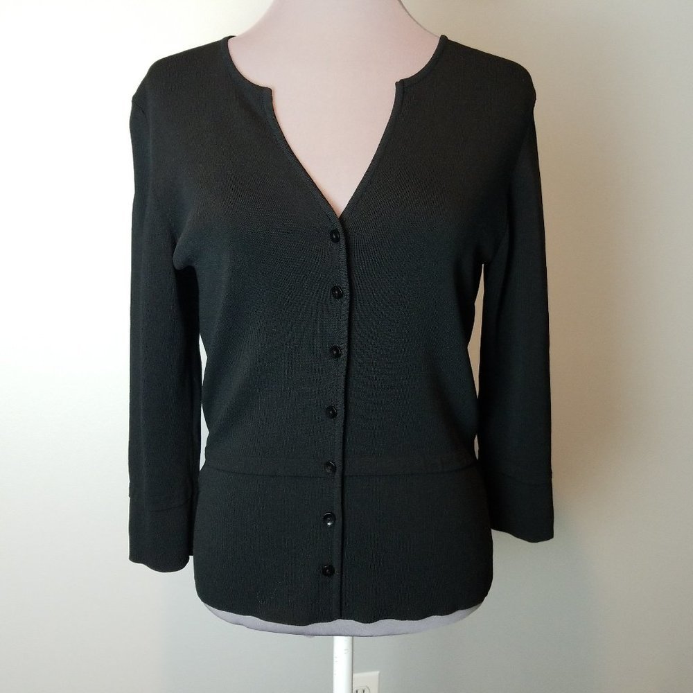 Dressbarn Ribbed classy black 3/4 sleeve cardigan